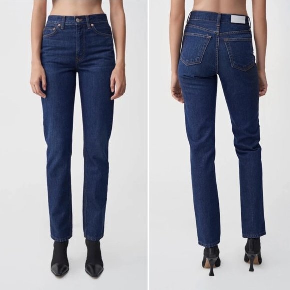 Re/Done Denim - New RE/DONE Originals Academy high rise straight leg cropped ankle jeans